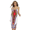 Red And White African Dashiki Print Cross Back Cami Dress