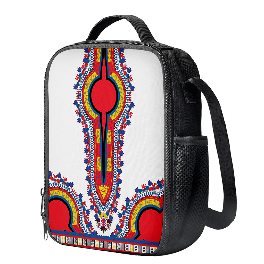 Red And White African Dashiki Print Crossbody Lunch Bag