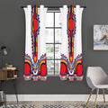 Red And White African Dashiki Print Grommet Curtain Panels