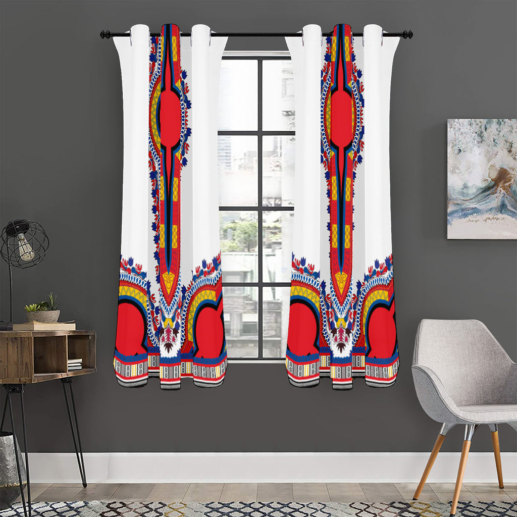 Red And White African Dashiki Print Curtain