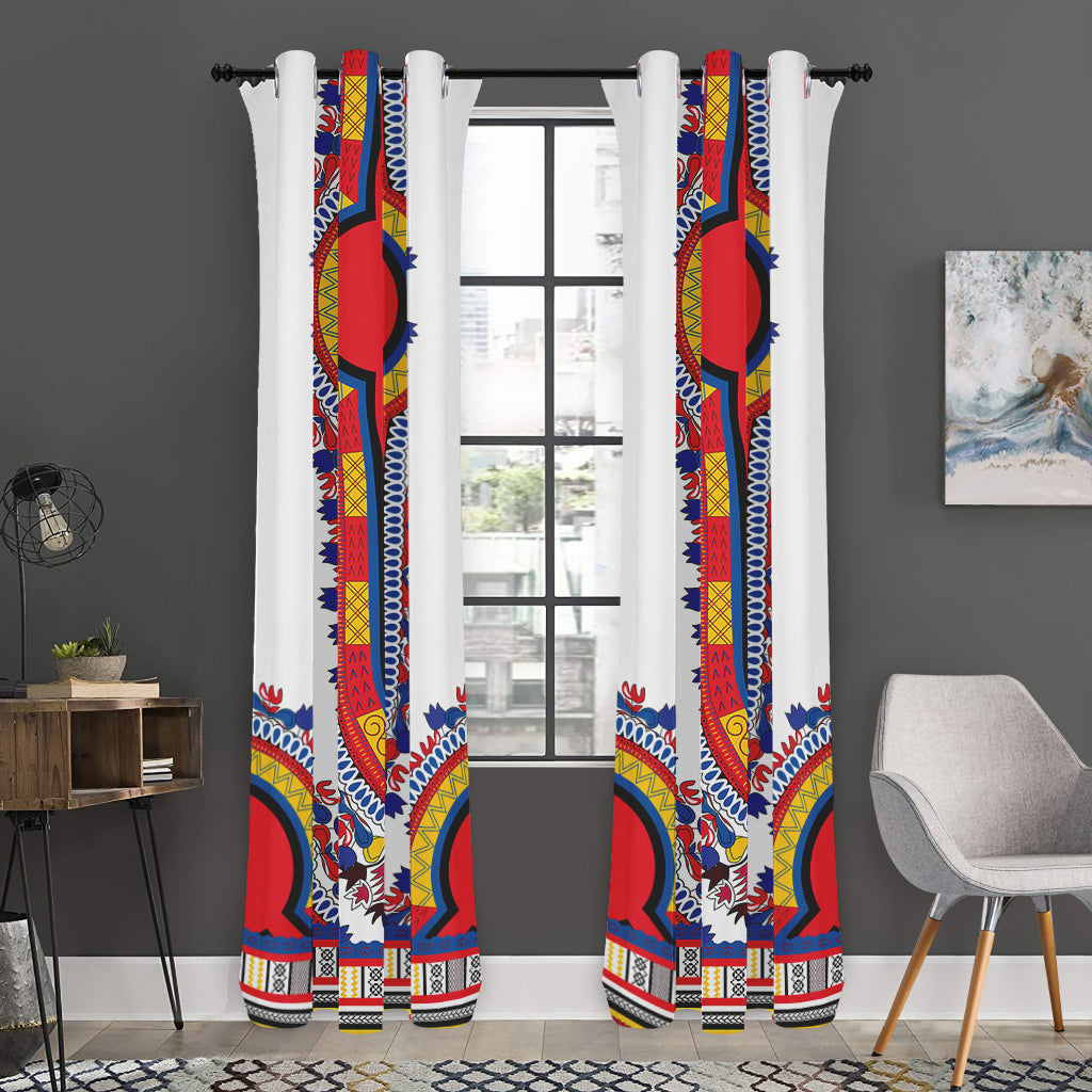 Red And White African Dashiki Print Curtain