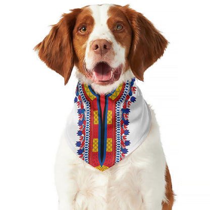 Red And White African Dashiki Print Dog Bandana