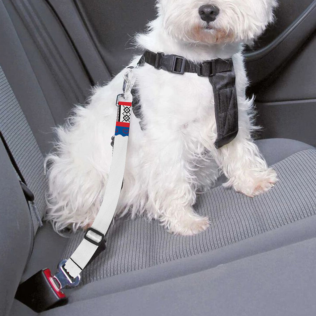Red And White African Dashiki Print Dog Seat Belt