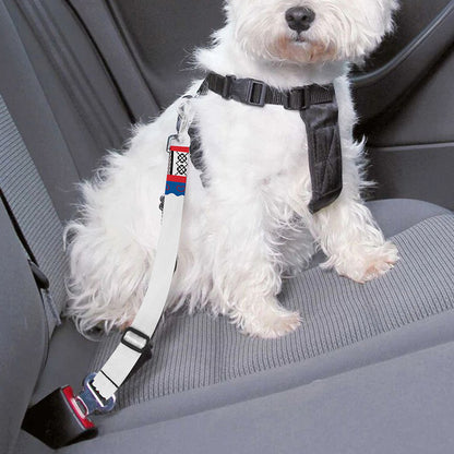 Red And White African Dashiki Print Dog Seat Belt