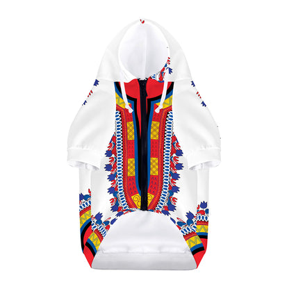 Red And White African Dashiki Print Dog Zip Up Hoodie