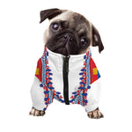 Red And White African Dashiki Print Dog Zip Up Jacket