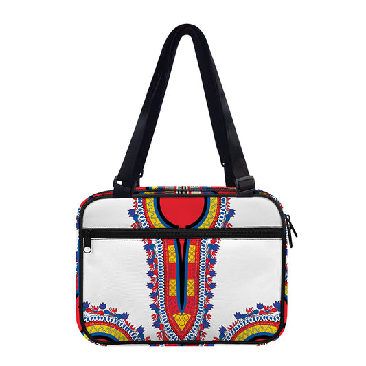 Red And White African Dashiki Print Double Strap Bible Bag