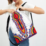 Red And White African Dashiki Print Drawstring Backpack