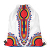Red And White African Dashiki Print Drawstring Bag