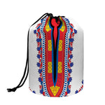Red And White African Dashiki Print Drawstring Makeup Bag