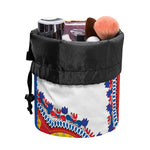 Red And White African Dashiki Print Drawstring Makeup Bag