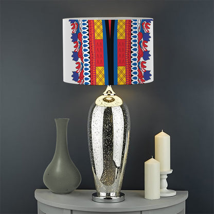 Red And White African Dashiki Print Drum Lamp Shade