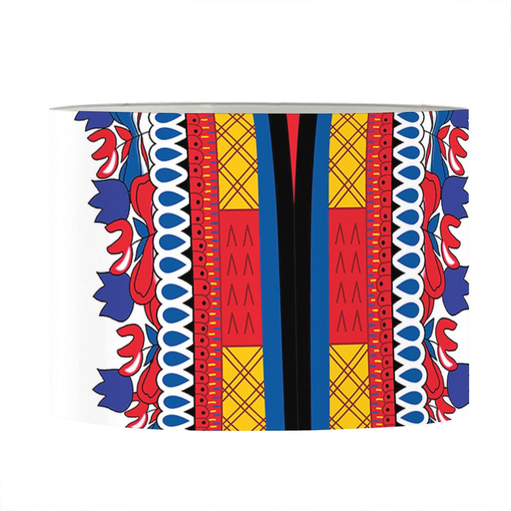 Red And White African Dashiki Print Drum Lamp Shade