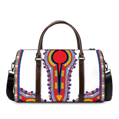 Red And White African Dashiki Print Duffle Bag