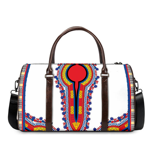 Red And White African Dashiki Print Duffle Bag