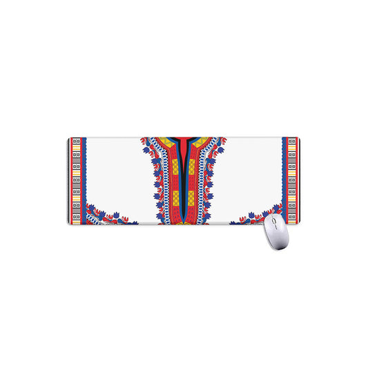 Red And White African Dashiki Print Extended Mouse Pad