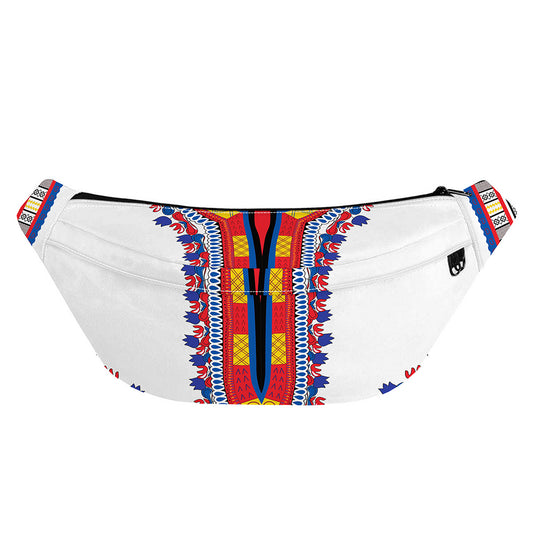 Red And White African Dashiki Print Fanny Pack