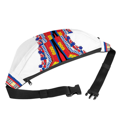 Red And White African Dashiki Print Fanny Pack
