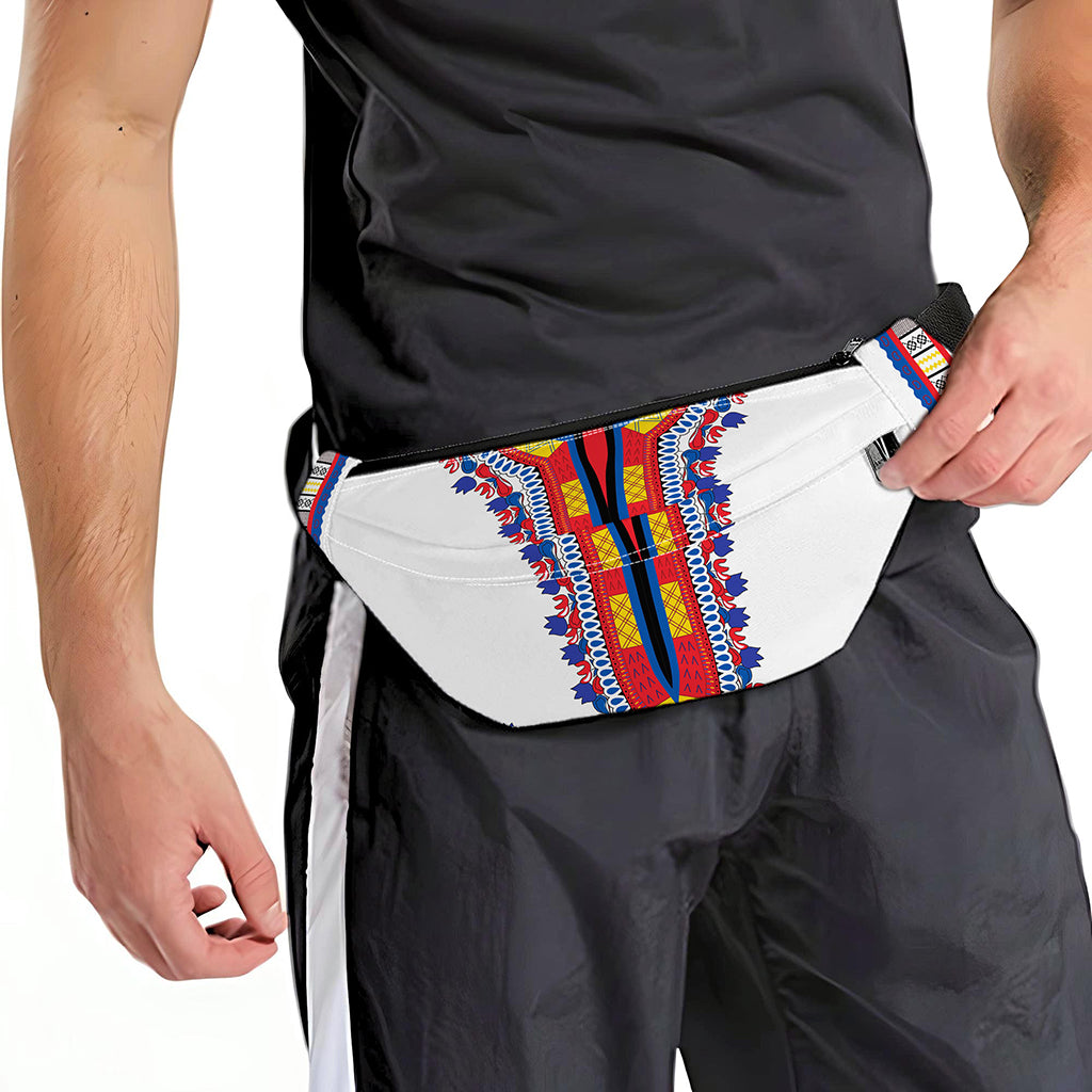 Red And White African Dashiki Print Fanny Pack