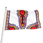 Red And White African Dashiki Print Flag