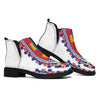 Red And White African Dashiki Print Flat Ankle Boots