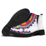 Red And White African Dashiki Print Flat Ankle Boots