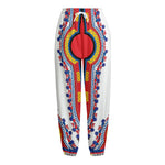 Red And White African Dashiki Print Fleece Lined Knit Pants