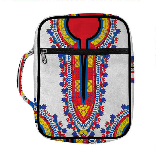 Red And White African Dashiki Print Front Pocket Bible Bag