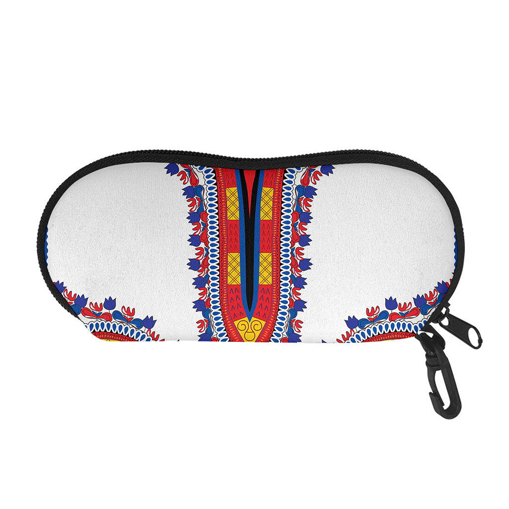 Red And White African Dashiki Print Glasses Case