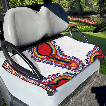 Red And White African Dashiki Print Golf Cart Seat Cover