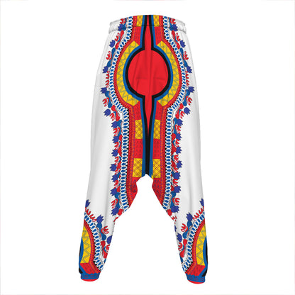 Red And White African Dashiki Print Hammer Pants
