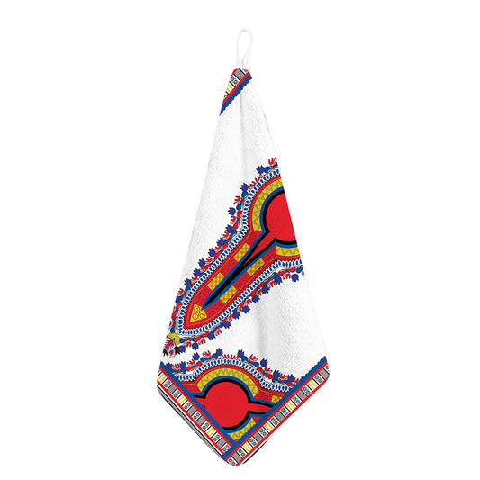 Red And White African Dashiki Print Hand Towel