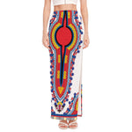 Red And White African Dashiki Print High Slit Maxi Skirt