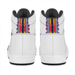 Red And White African Dashiki Print High Top Leather Sneakers