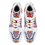 Red And White African Dashiki Print High Top Leather Sneakers