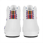 Red And White African Dashiki Print High Top Leather Sneakers