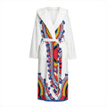 Red And White African Dashiki Print Hooded Bathrobe