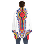Red And White African Dashiki Print Hoodie Blanket
