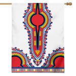 Red And White African Dashiki Print House Flag