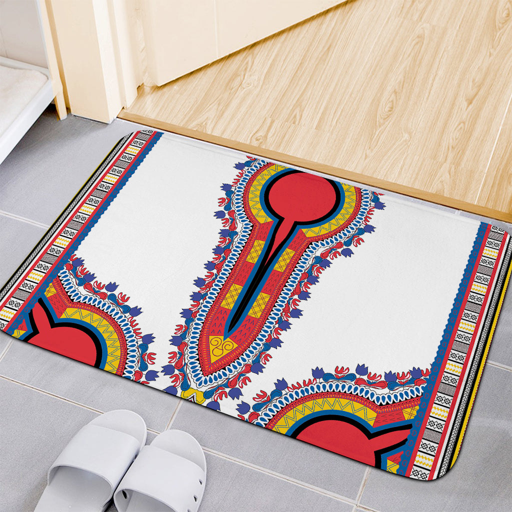 Red And White African Dashiki Print Indoor Door Mat