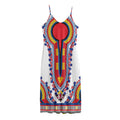 Red And White African Dashiki Print Jersey Midi Cami Dress