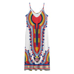 Red And White African Dashiki Print Jersey Midi Cami Dress