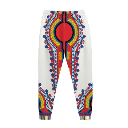 Red And White African Dashiki Print Jogger Pants