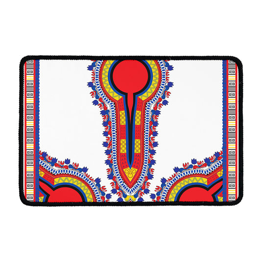 Red And White African Dashiki Print Kitchen Mat