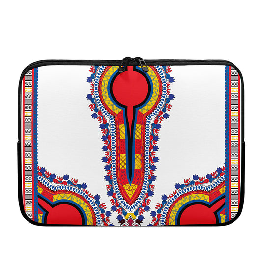 Red And White African Dashiki Print Laptop Sleeve