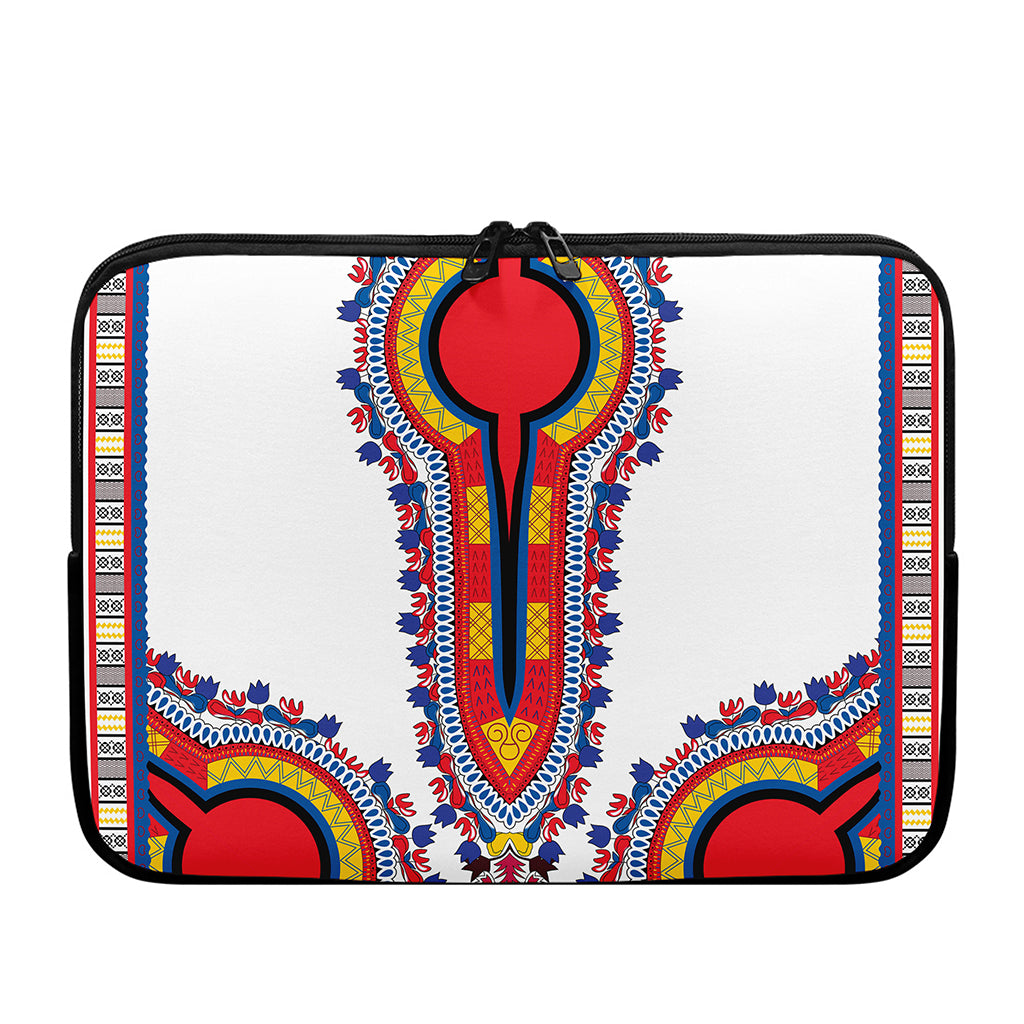 Red And White African Dashiki Print Laptop Sleeve