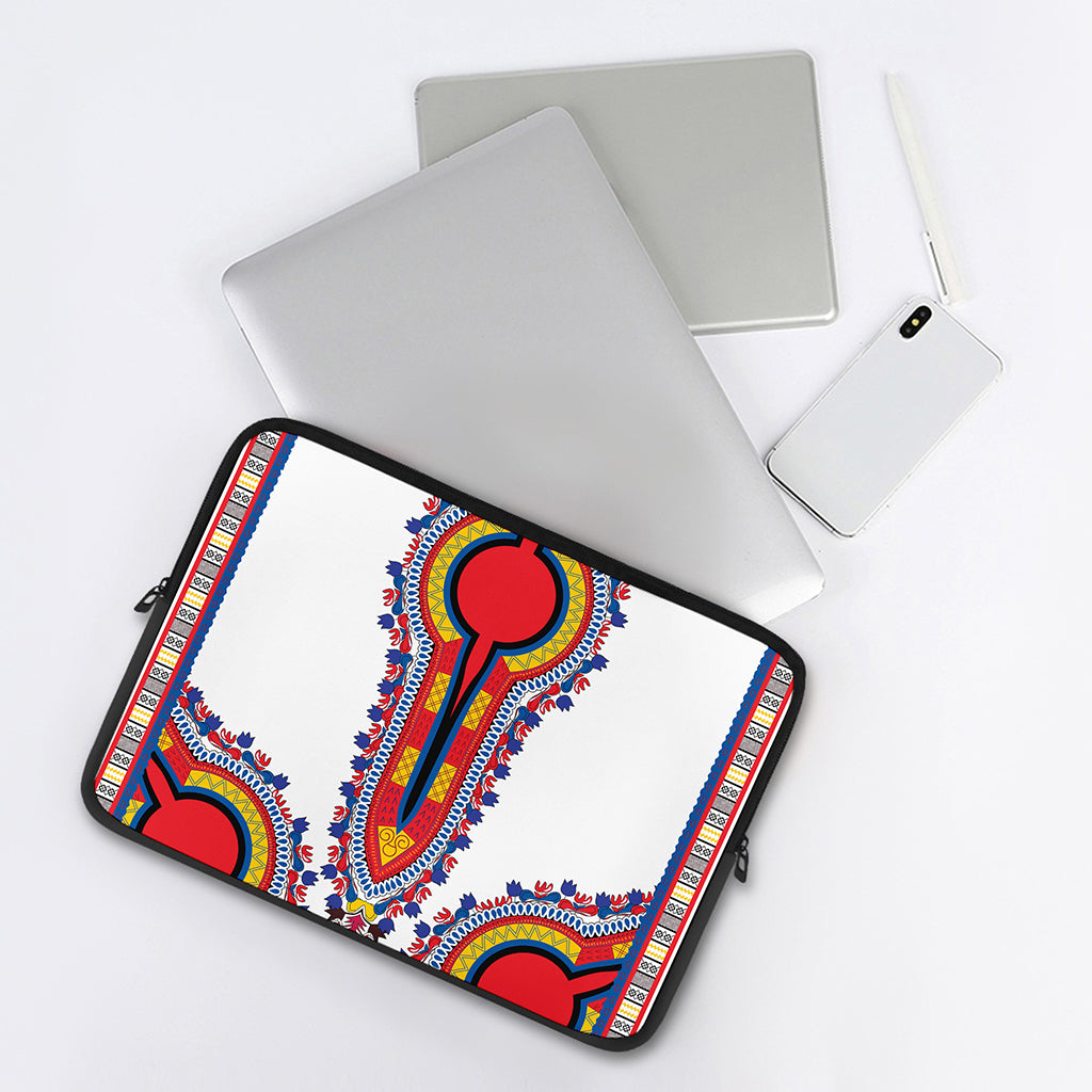 Red And White African Dashiki Print Laptop Sleeve