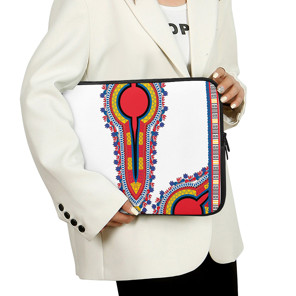 Red And White African Dashiki Print Laptop Sleeve