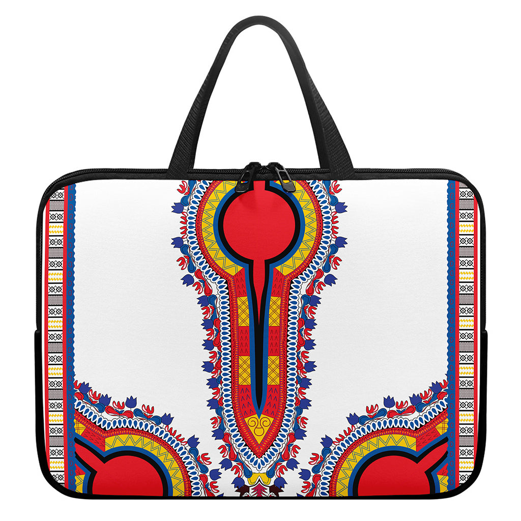 Red And White African Dashiki Print Laptop Sleeve With Handle