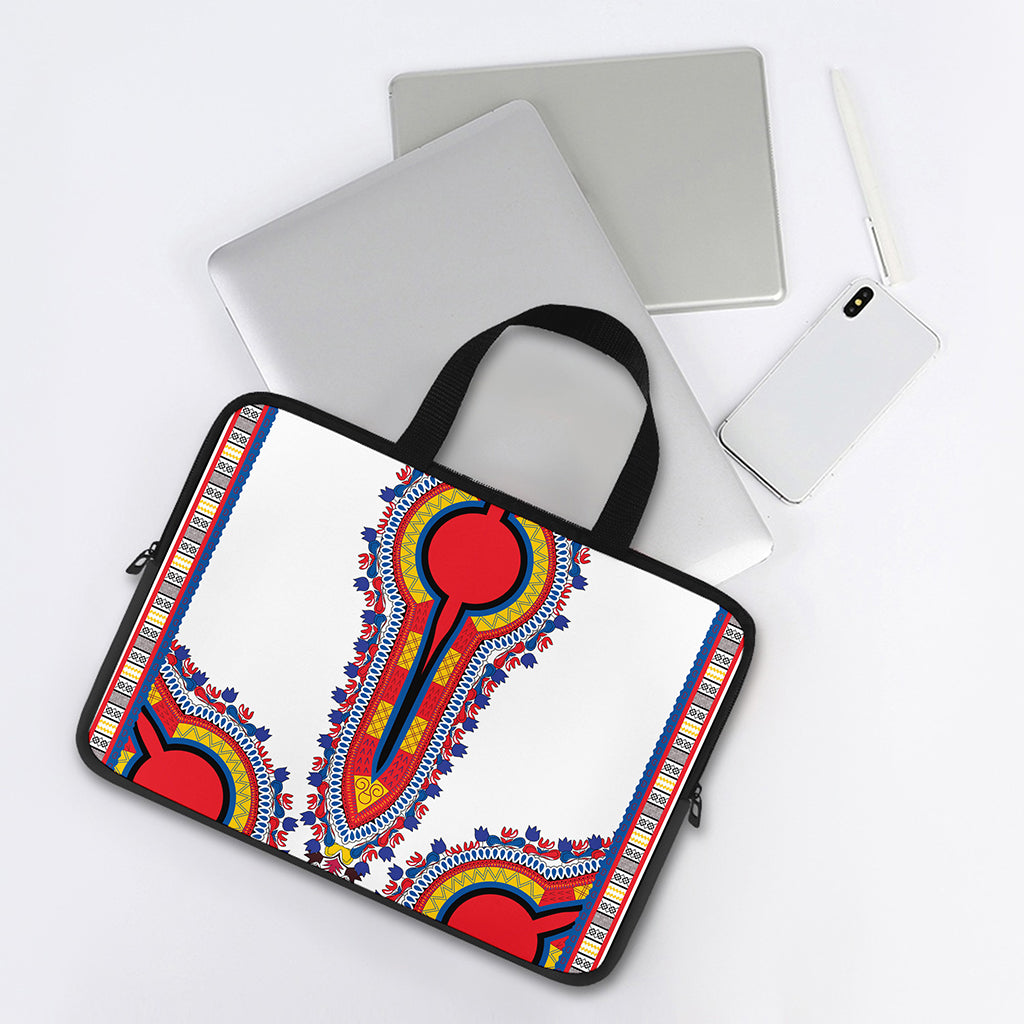 Red And White African Dashiki Print Laptop Sleeve With Handle